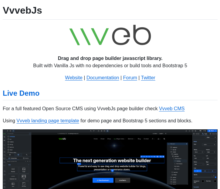 tom_doerr's tweet photo. drag and drop page builder in vanilla js https://t.co/yByRU6gsHB
