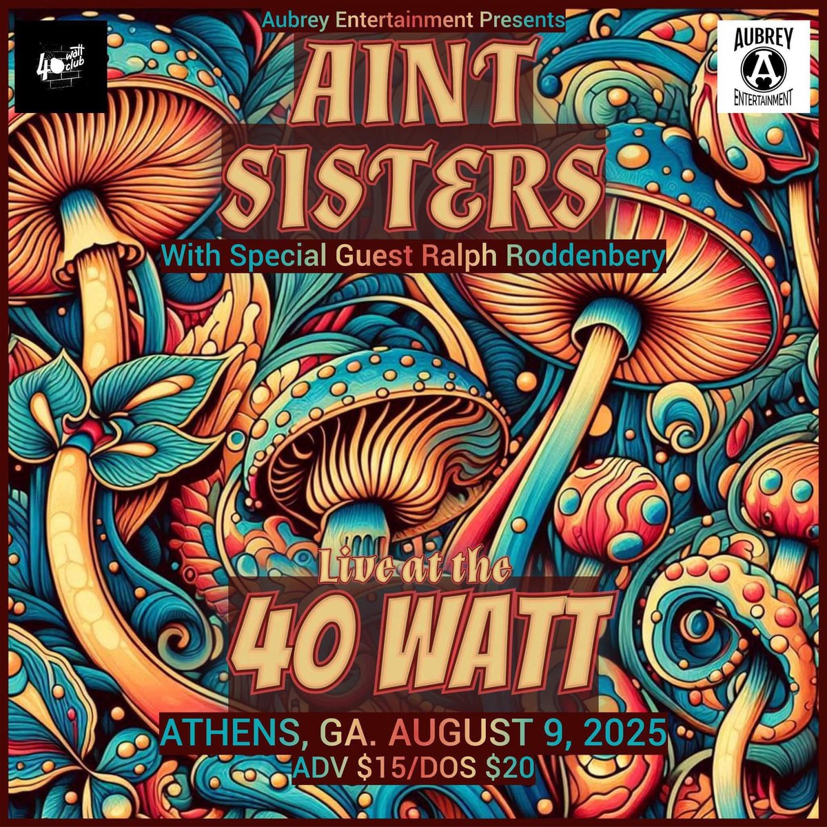 The Ain't Sisters, return to the 40 Watt Club Tonight Saturday August 9th with special guest Ralph Roddenbery!  Pick up a copy of their great new album ATOMIC at the show.  Doors @ 7pm, Music @ 8pm

🎫 Tix at bit.ly/AintSistersAug9