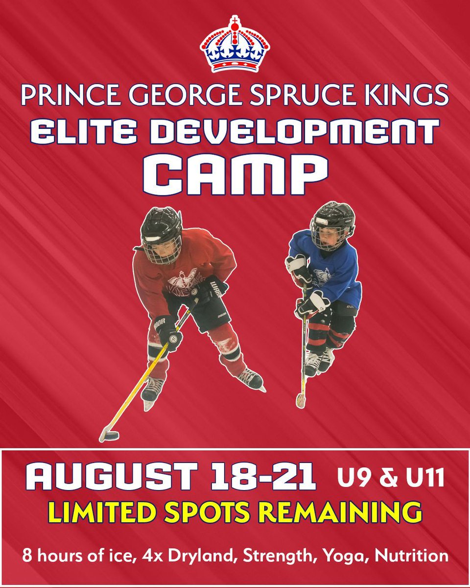 DON'T MISS OUT!  Our Elite Development Camp next week is sold out, but we have LIMITED SPACE in our U9 and U11 camps August 18-21.  Register at sprucekings.bc.ca/summercamps