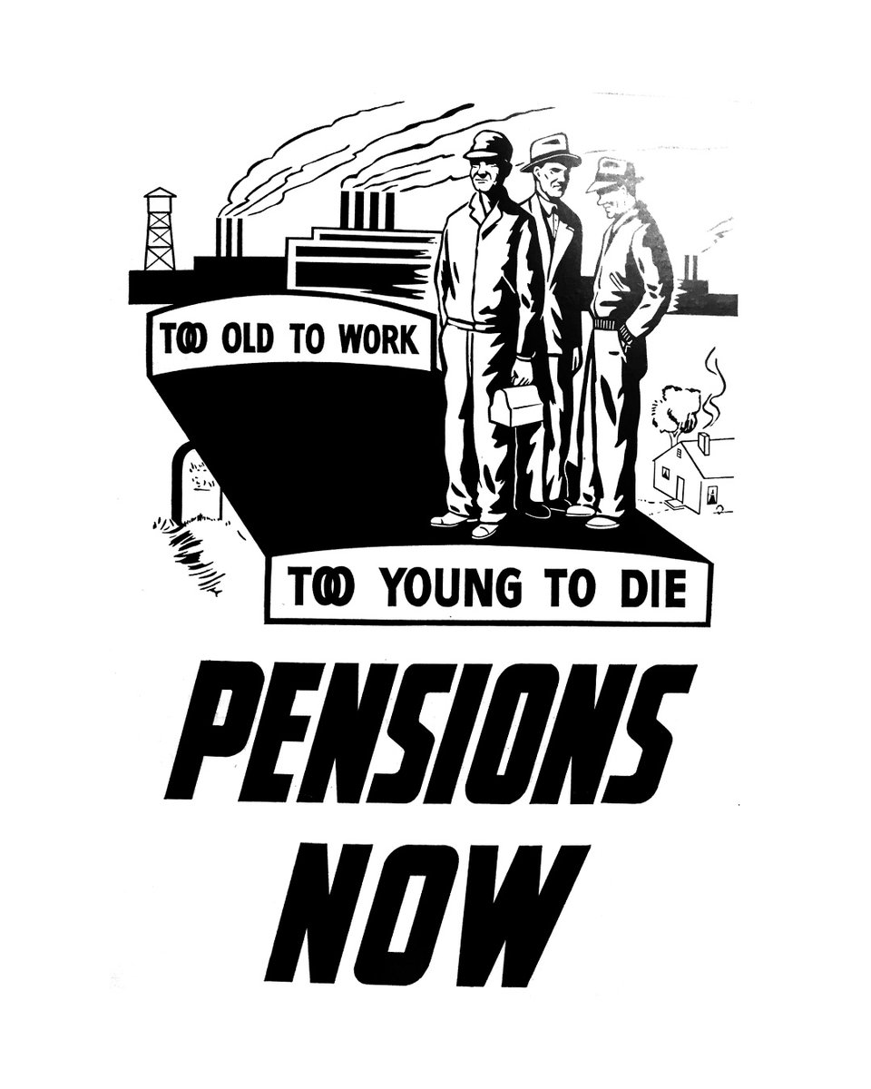 Too old to work, too young to die. Pensions now!
Undated graphic from the @reutherlibrary collection.
