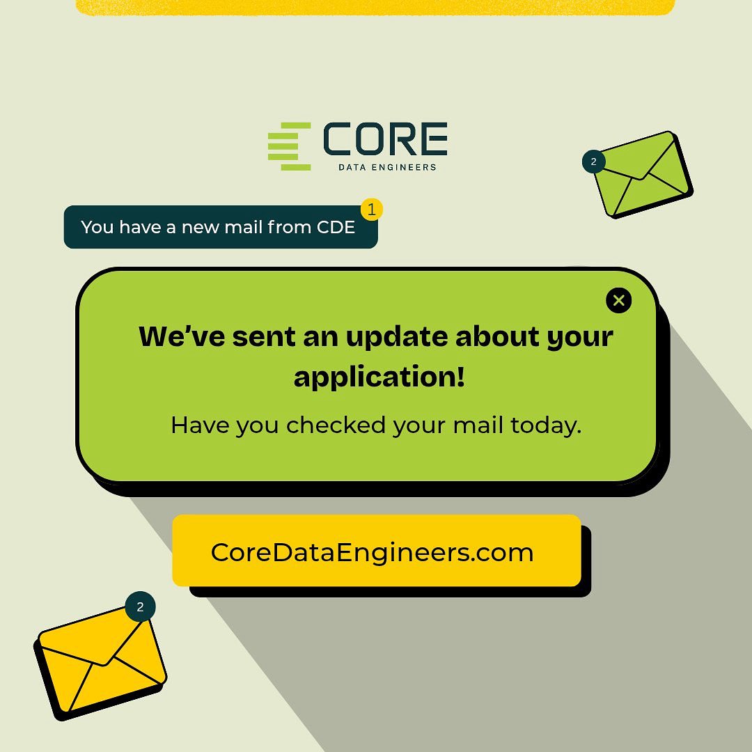 CoreDataEngr's tweet image. CDE Bootcamp 2.0 Update š
Weāve sent an important update to all selected participants.
š© Check your inbox (and spam) for next steps & prep details. Letās kick off this journey together!
#DataEngineering #CDEBootcamp2_0 #CoreDataEngineers #CareerGrowth