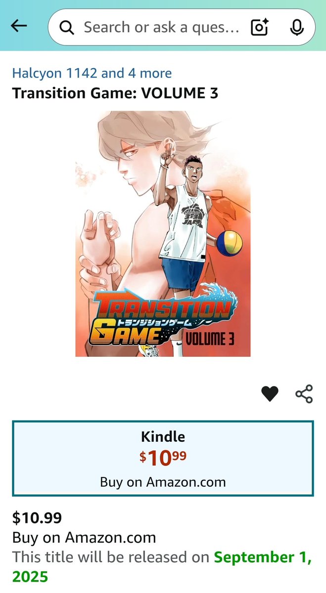 TG_manga's tweet photo. 🗣️The Amazon Kindle version (e-book) of "Transition Game VOLUME 3" is available now for Pre-order at the following links‼️👇🏼

🔗English version 🇺🇸
https://t.co/wM0svgDjh6

🔗Japanese Version 🇯🇵
https://t.co/5Y1XL5qFKn

📖Paperback versions will be available to order on 9/1/25🏀 https://t.co/PSFvQ9NjIc