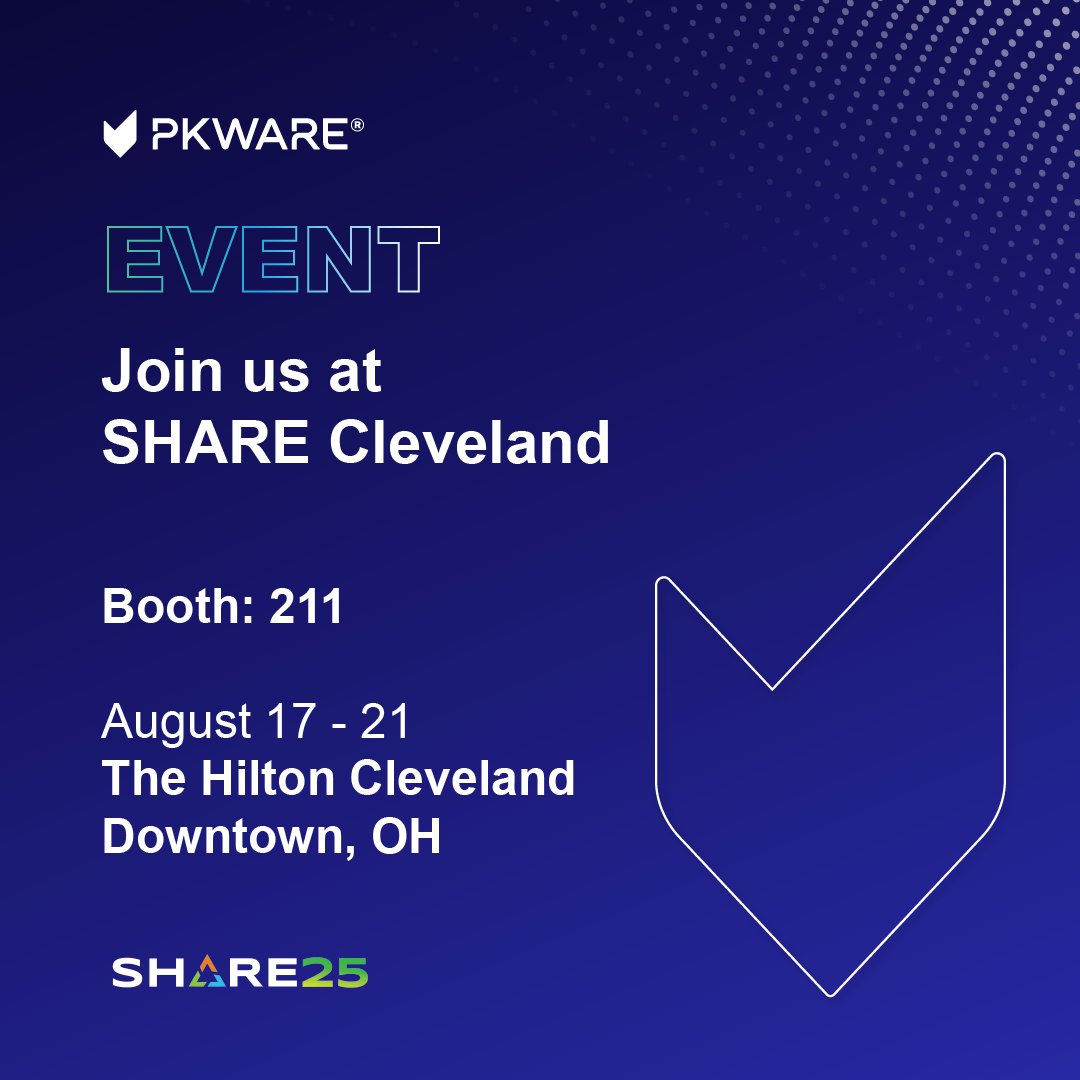 PKWARE's tweet image. Join us at SHARE Cleveland from August 17–21, 2025, at the Hilton Cleveland Downtown, OH!

📍 Visit us at Booth #211 to explore how we’re driving innovation in data security and mainframe modernization.

#SHARECleveland2025 #Mainframe #Cybersecurity #DataProtection @SHAREhq