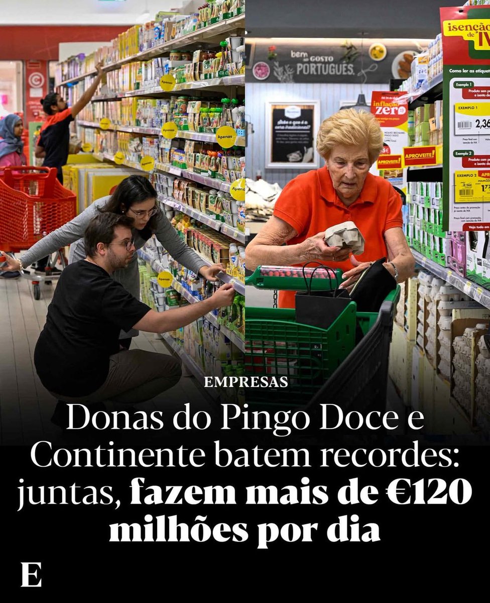 FerMesGon's tweet image. A governação da direita é ótima para os que mais têm. Depois do recorde dos lucros dos bancos, eis o recorde de lucros do retalho. Mas a culpa é da “carga fiscal”…