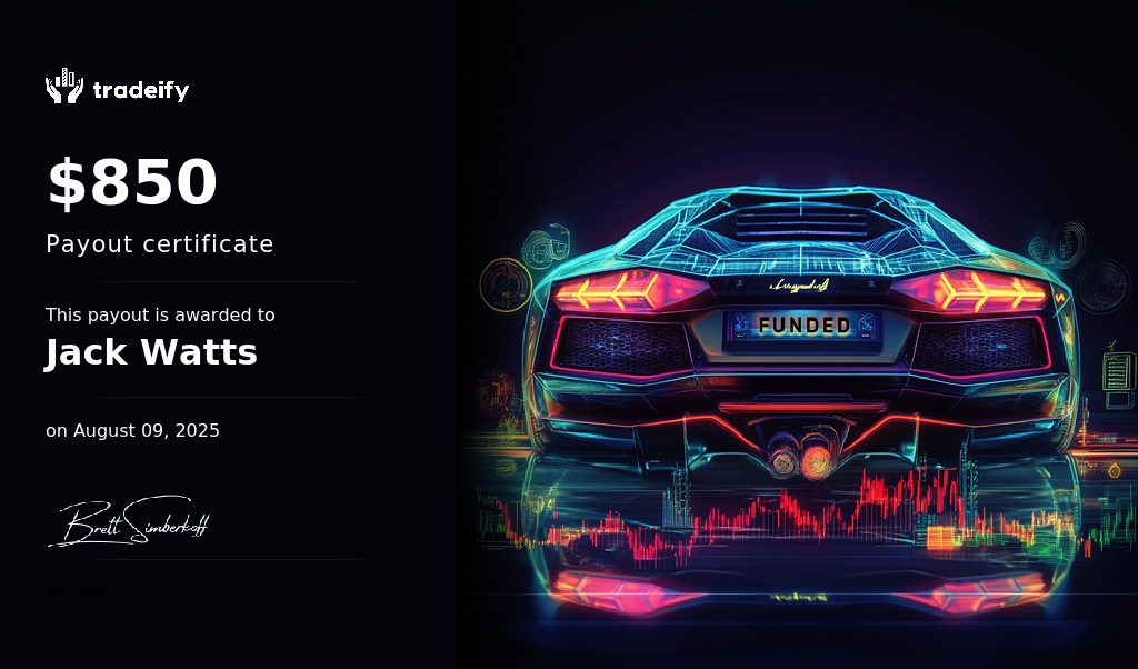 Jack Watts (@jwfx4) on Twitter photo The Road to $100k payouts...
Payout approved!
$850 with <a href="/Tradeify/">Tradeify</a> 
$850 / $100,000 The Road to $100k payouts...
Payout approved!
$850 with <a href="/Tradeify/">Tradeify</a> 
$850 / $100,000