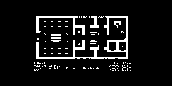 aleksieeben's tweet photo. VIC 20 Ultima I (wip) #vic20 #ultima #portedgames #retrogaming #mos6502 #8bit Boot, map view, castle https://t.co/9T9RIxI5sJ