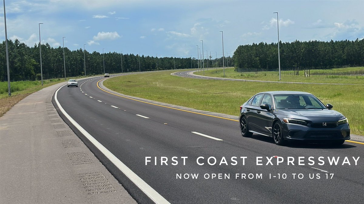 The next segment of the First Coast Expressway in Clay County is officially open to drivers!

Enjoy the ride. 

#Transportation #Florida #ClayCounty 

cc: <a href="/MyFDOT_NEFL/">FDOT District 2</a> <a href="/MyFDOT/">FLORIDA DOT</a>