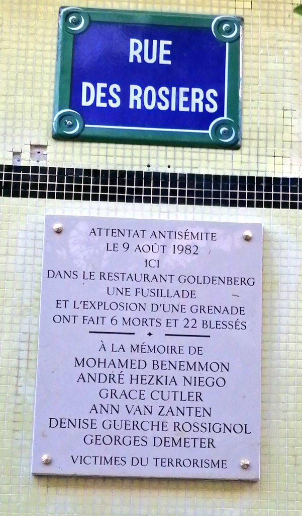 JcBrisard's tweet photo. Il y a 43 ans, le 9 août 1982, l'attentat de la rue des #Rosiers à #Paris faisait 6 morts et 22 blessés #FatahCR #AbouNidal #NeverForget https://t.co/InhMd7ALj0
