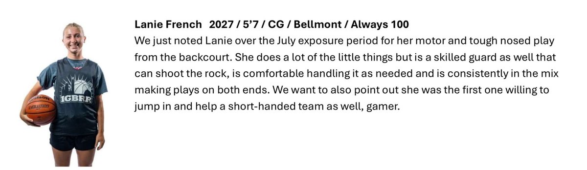 Lanie French (@laniefrench27) on Twitter photo Thank you <a href="/coachbeckett/">IGBRR Hoops</a> for the write up from the All-Indiana Showcase! <a href="/RyneRobinson24/">Ryne Robinson,MBA</a> <a href="/vjhAlways100/">Always 100</a> @Alwa100Sk27 <a href="/BellmontGBball/">Bellmont Braves Girls Basketball</a> Thank you <a href="/coachbeckett/">IGBRR Hoops</a> for the write up from the All-Indiana Showcase! <a href="/RyneRobinson24/">Ryne Robinson,MBA</a> <a href="/vjhAlways100/">Always 100</a> @Alwa100Sk27 <a href="/BellmontGBball/">Bellmont Braves Girls Basketball</a>