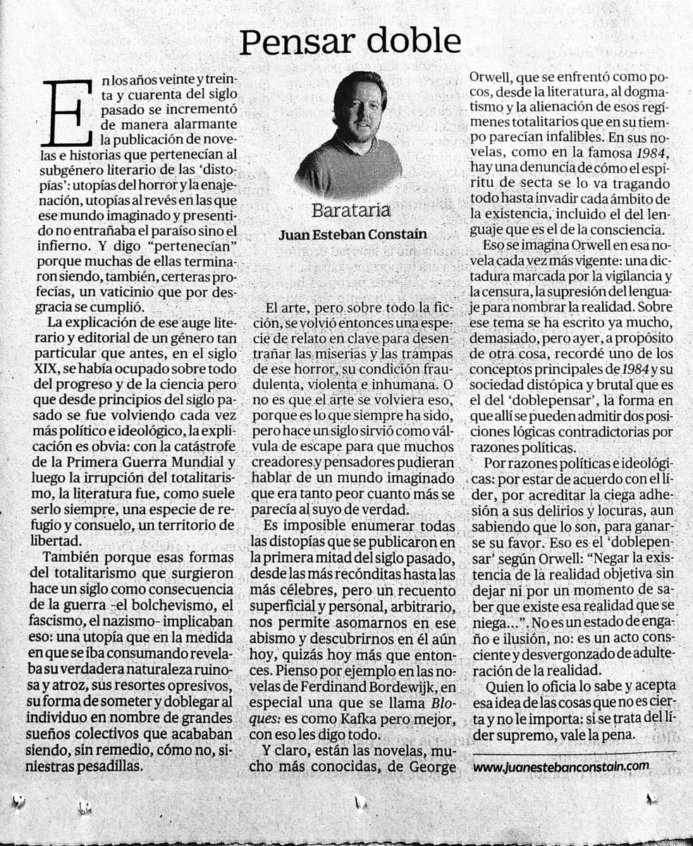 Aulogelio's tweet photo. Hoy en papel la columna del jueves, pensar doble. https://t.co/r9z9WZ8fPj
