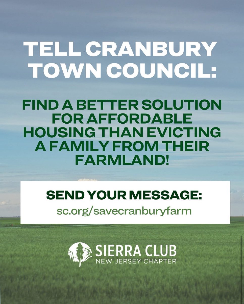 SaveAndysFarm's tweet image. National farm market this past week. Sen Andy Kim asked people to tag him. @SenatorAndyKim we hope that you’ll
Join the Sierra Club and the USDA by joining with us to ask Cranbury to leave the Andy Henry Farm alone and build inclusive affordable housing- not in warehouse zones.