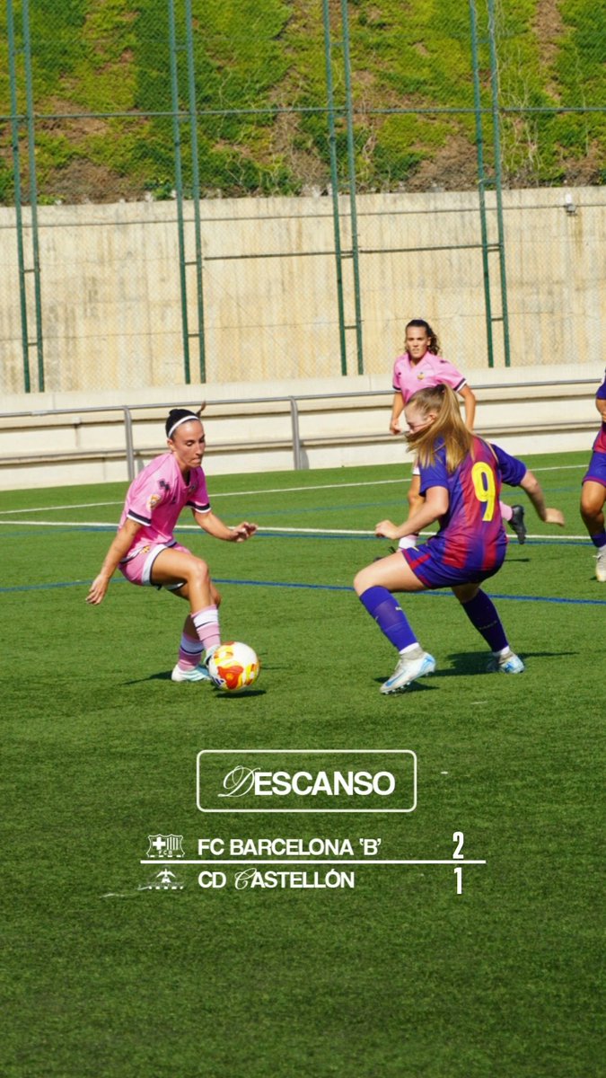 45' (2-1) Descanso

Se marchan las chicas a vestuarios un gol por debajo en el marcador

#BarcelonaBCastellón 
#PPO👂