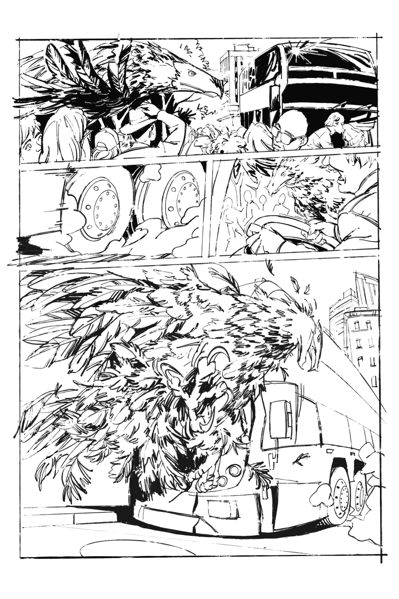 Artou13's tweet photo. im drawing my own first comic! (have been doing storyboards professionally and still am) No idea how im gonna publish it but i know i gotta make one. This is one of the first pages with still a few details and colors missing #ComicArt #comics #illustration #Procreate #artwork https://t.co/MpIPecO4SQ