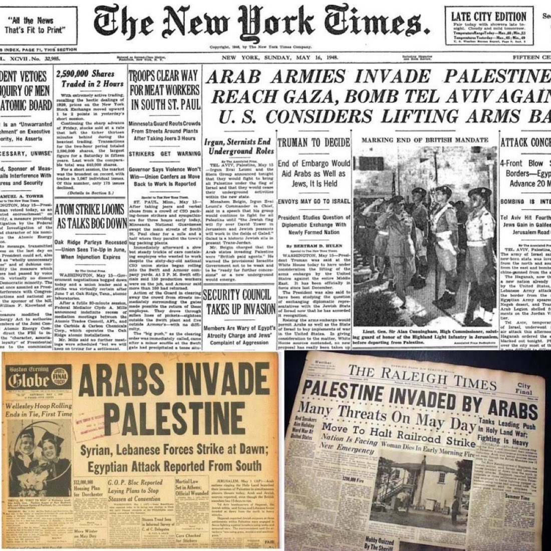 Reminder: In 1948, nobody was confused about who the genocidal colonizers were. 

It’s only now, after decades of history re-writing Islamic terror propaganda, that people have all of the sudden become confused.