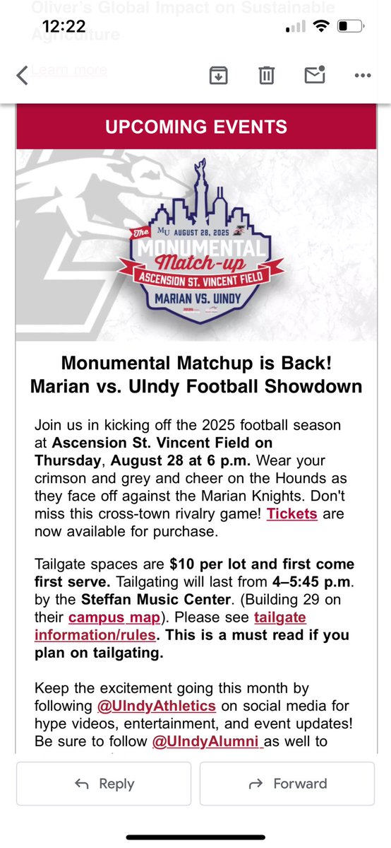 Jake Berry (@jakeberryu) on Twitter photo Calling all Greyhounds! I’ll be tailgating at the Monumental Matchup and would love for you to join me! Let’s pack Ascension St. Vincent Field in Crimson and Grey! Go Hounds! <a href="/UIndyAthletics/">UIndy Athletics</a> <a href="/UIndyFB/">UIndy Football</a> 🔴🐾⚫️ Calling all Greyhounds! I’ll be tailgating at the Monumental Matchup and would love for you to join me! Let’s pack Ascension St. Vincent Field in Crimson and Grey! Go Hounds! <a href="/UIndyAthletics/">UIndy Athletics</a> <a href="/UIndyFB/">UIndy Football</a> 🔴🐾⚫️