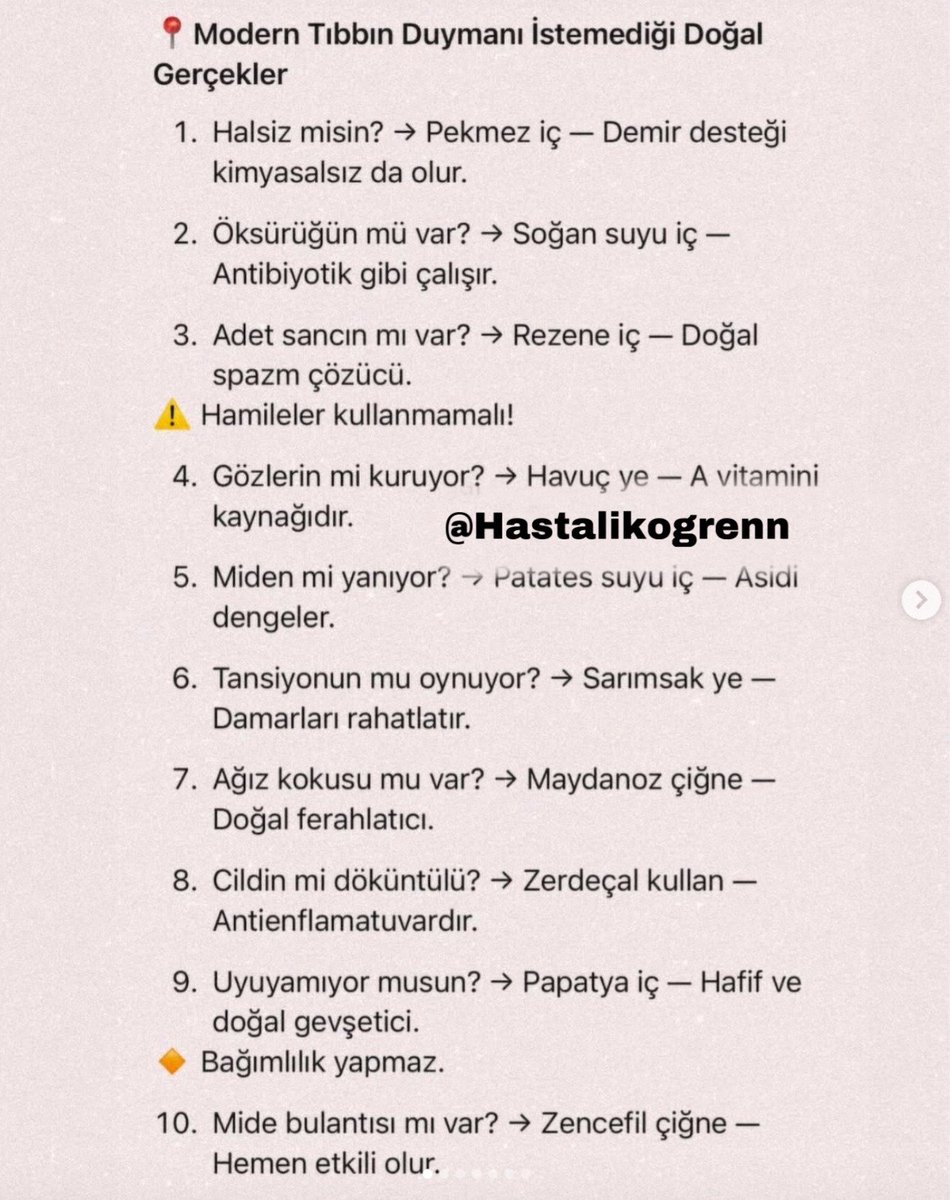 Hastalikogrenn's tweet image. 📍 Modern Tıbbın Duymanı İstemediği Doğal Gerçekler