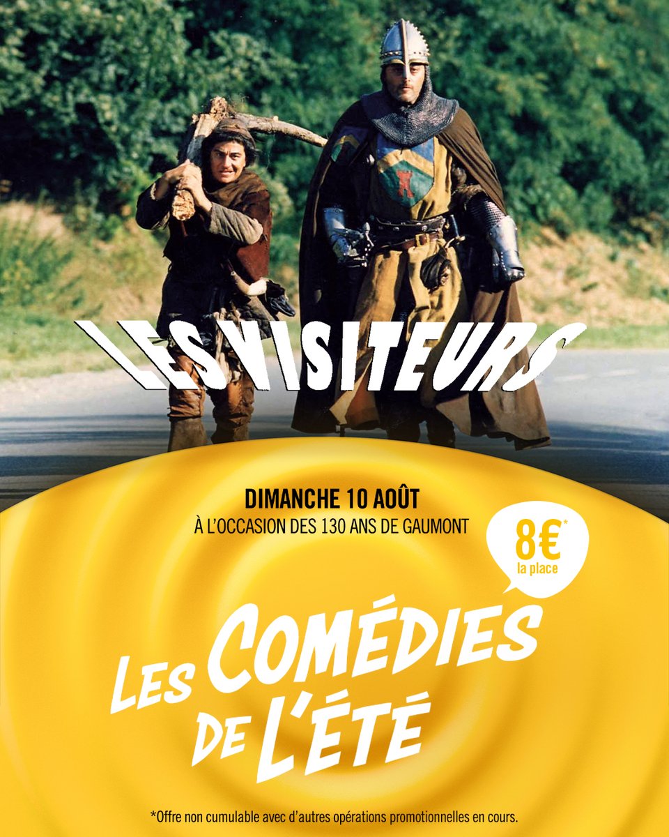 Le mois d'août est sous le signe des comédies françaises cultes ! Rendez-vous tous les dimanches pour (re)découvrir ces classiques qui nous ont tant fait rire en commençant aujourd'hui avec #LesVisiteurs. Réservations : spkl.io/6019AJTLv