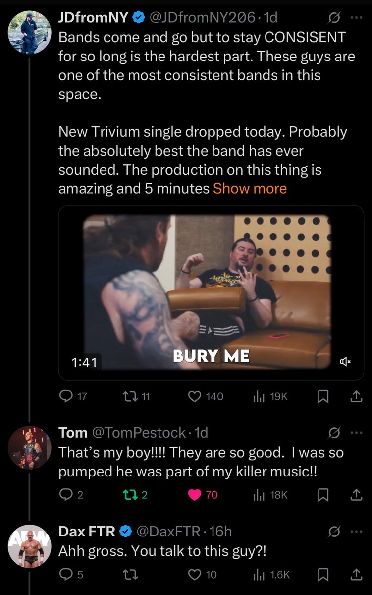 JDfromNY206's tweet image. When I tweet about one of my favorite bands, with my appreciation towards them, and I have someone in THAT locker room tweeting about me in a NON WRESTLING TWEET, the more you’ll understand that I am not, and never was the problem