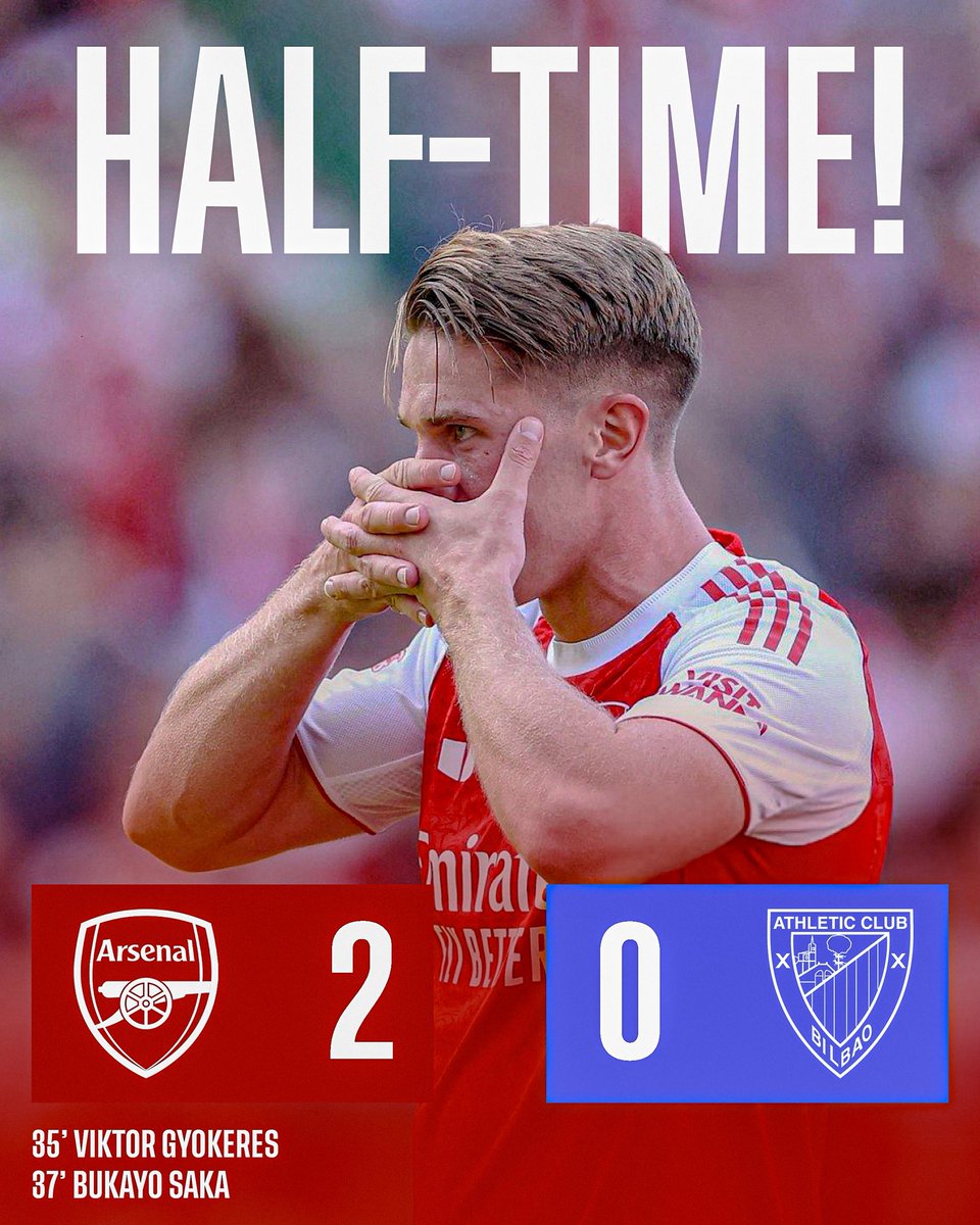 now_arsenaI's tweet photo. HT: Arsenal 2-0 Athletic Club

The Arsenal have arrived for the 2025/26 campaign and so has Viktor Gyokeres!!!

Martin Zubimendi is also so so good.

Thoughts at the break? https://t.co/V3Tw2cJ5s4