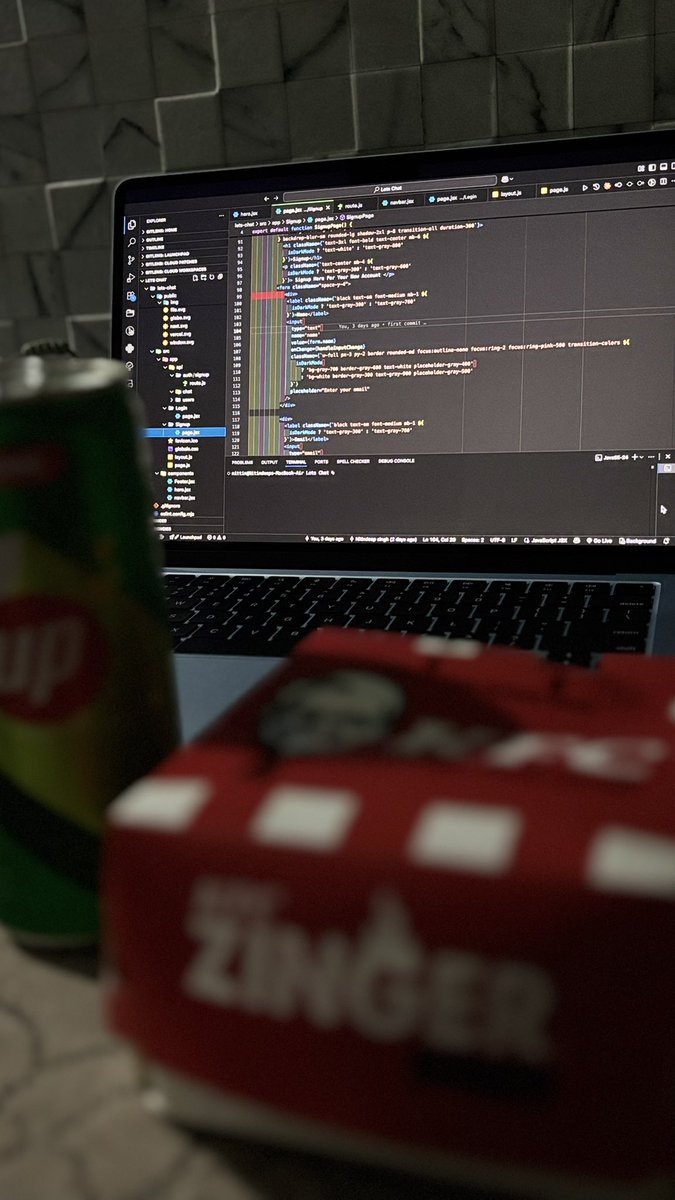 🌙💻 Midnight grind mode:
Deep into a US-based MERN stack project — code compiling on one side, crispy KFC on the other.
Bugs don’t stand a chance when there’s fried chicken involved. 🍗🔥
#LateNightCoding #DevLife #KFCFuel #MERNStack