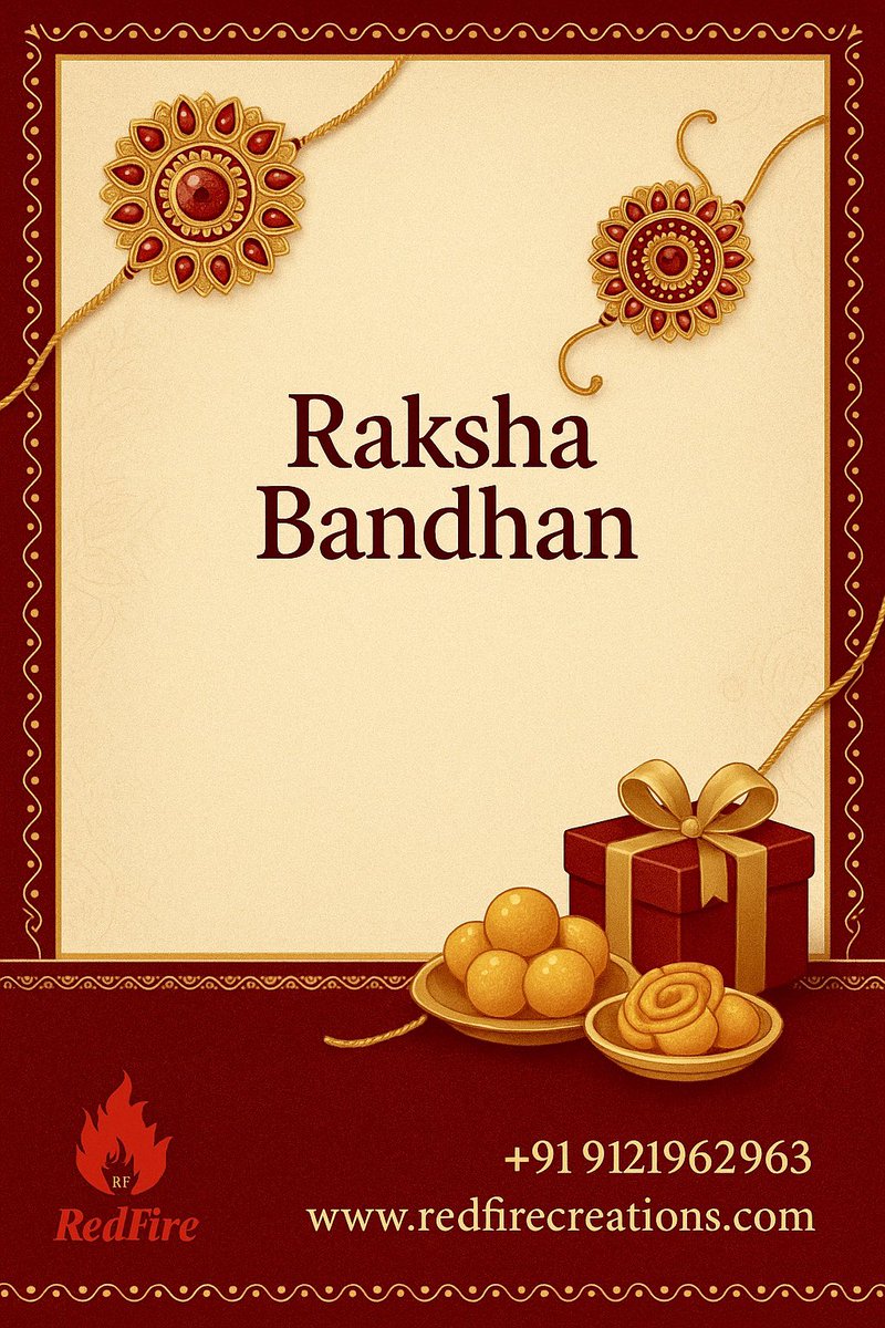 RedFireCreation's tweet image. This Raksha Bandhan, let’s celebrate the unbreakable bond of love, care, and protection!
We wish you moments filled with joy, laughter, and togetherness.
Here’s to siblings who are not just family, but forever friends.
#RakshaBandhan #RedFireCreations #SiblingLove #FestiveWishes