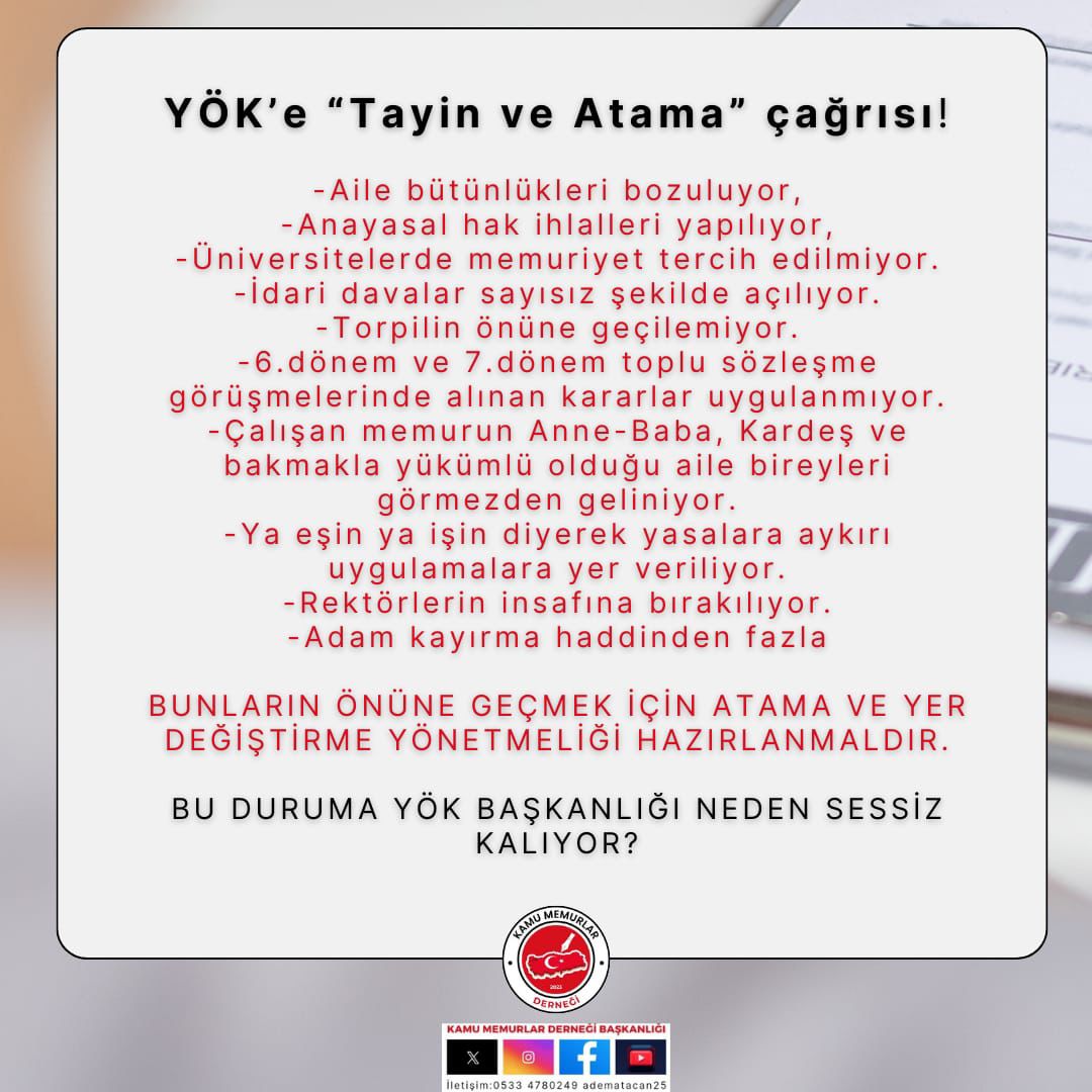 MehmetOktay0723's tweet photo. Sözde Üniversiteler Akademisyenler İdari Personel ve öğrenciler ile Bir Bütündür Fakat Uygulamada malasef Üniversite Memurları Başta Tayin Hakkı olmak üzere Yüksek Öğretim Tazminatı Dahil Bir çok Haktan Mahrumdur Üniversite Memuru Üvey Evlat mıdır?
#TayinTazminatHakkımızTT https://t.co/XKWv7QNpb8