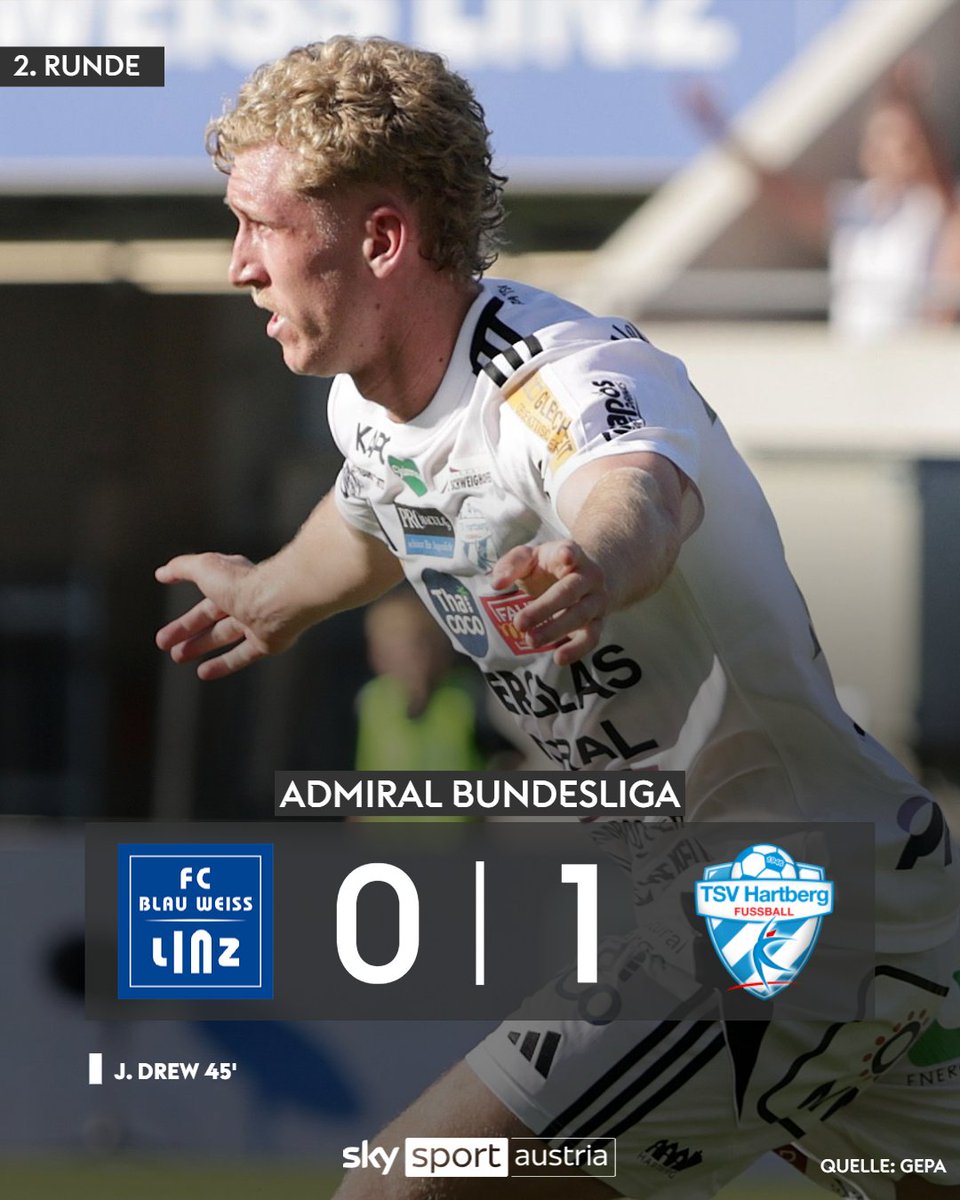 SkySportAustria's tweet photo. Drew schießt Hartberg bei Blau-Weiß zum Sieg! ⚽ 💥 

Alle Infos 👉 https://t.co/eu5TNwzHIO

#SkyBuliAT #BWLHTB #Fussball https://t.co/T1mk6qOsot