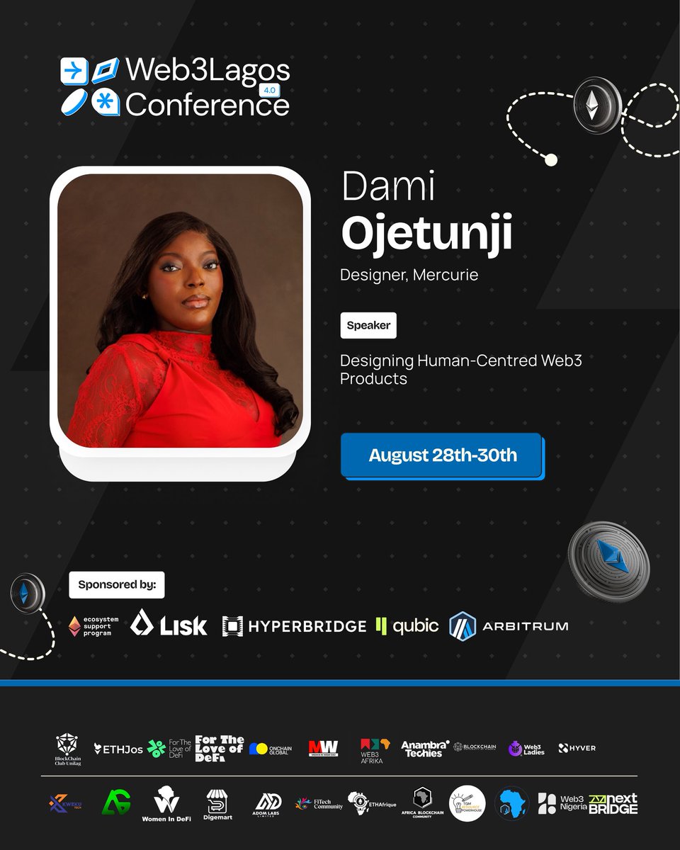 Excited to be speaking at <a href="/Web3LagosCon/">Web3Lagos Conference</a>

“Designing Human-Centred Web3 Products”

I’ll share practical ways to design Web3 products that are functional, trustworthy, and relevant for real people, with key lessons from real-life products.

See you ☺️

#Web3Lagos2025 #W3LC2025