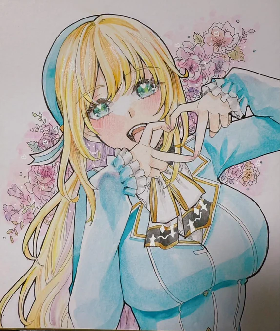 色紙できた!! 今日の夕方7時半にBOOTHに出します(*'◒`*) やばい水彩楽しすぎてハマりそう!