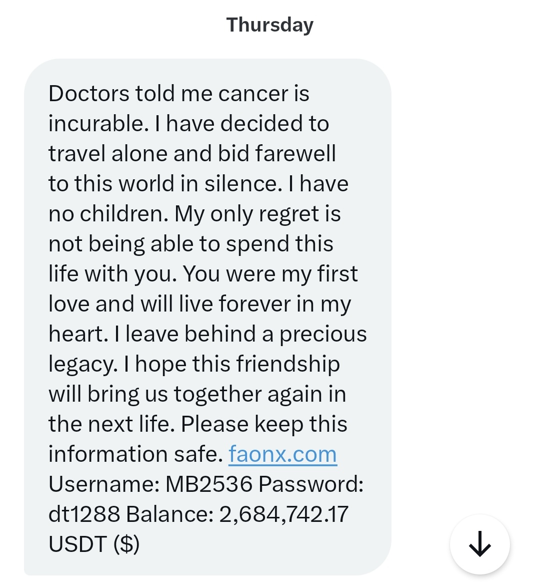 This is a new tactic! Does it work?? Do people's greed really override their memories? Surely most people are aware of the person who might consider them a one true love? "Gosh I don't remember dating a Zach, but sure I must be the love of their life!"