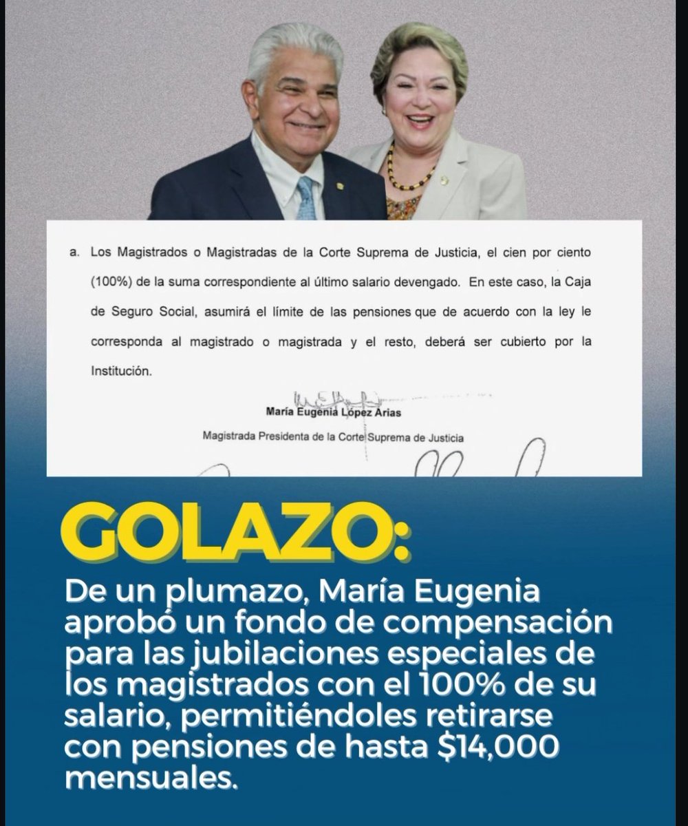 Hasta cuando vamos a soportar esto. No solo los comisionados, ahora los magistrados también con pensiones del 100% y el resto de la población con jubilación de hambre. A estos cabrones ni les interesa con nosotros, despierta Panamá y deja de creer en hombre.