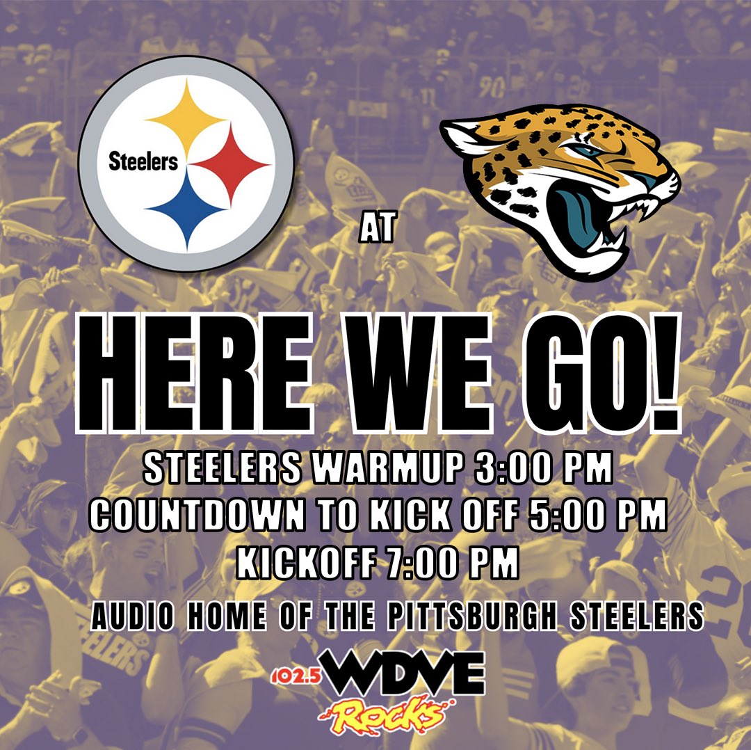The Pittsburgh Steelers preseason schedule kicks off tonight in Jacksonville! Coverage begins at 3pm with kickoff at 7 through post game, all on the Pittsburgh Steelers Audio Network!

Listen live here —&gt; DVE.iHeart.com/listen

#iheartradio #PittsburghSteelers #nfl #HereWeGo