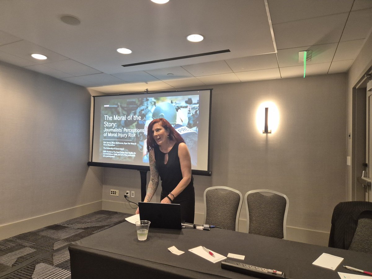TraumaLiteracy's tweet photo. Kari James, therapist, talks about Moral Injury in Journalism #tlpix #AEJMC #alexwade #WJEC #Lada https://t.co/poxrrbmMNI