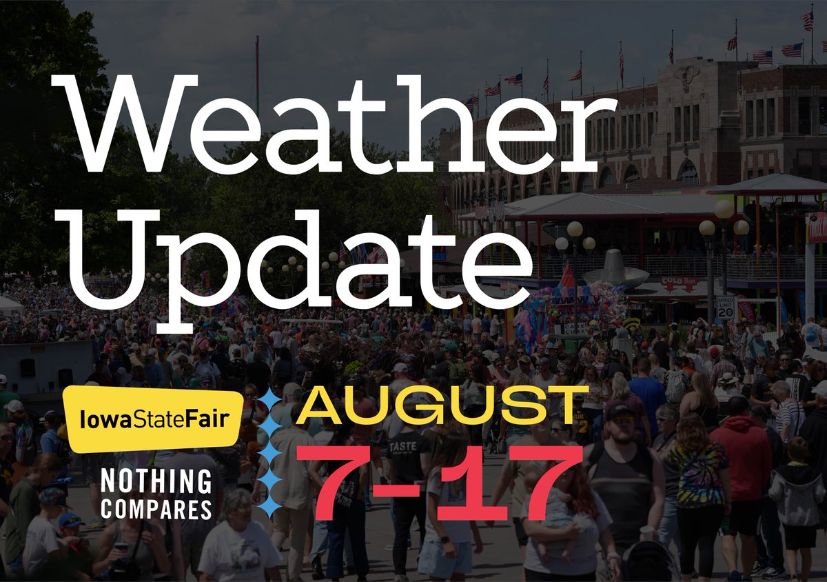 Due to lightning, all outdoor activities (entertainment, special events &amp; rides) are suspended at this time. You can find updates at iowastatefair.org/about/weather-….