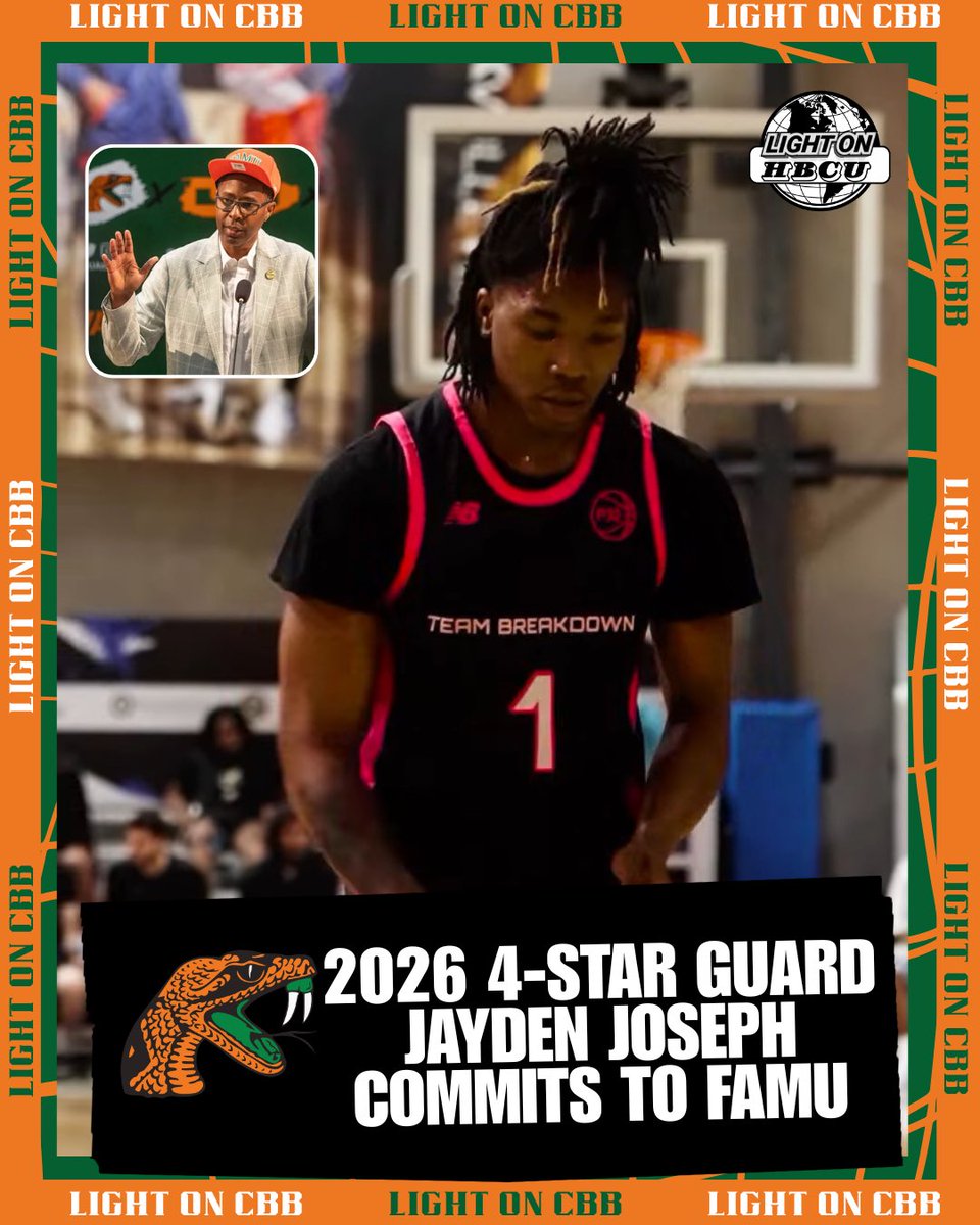 LIGHT ON COLLEGE SPORTS (@lightonsports) on Twitter photo CBB News: Coach Charlie Ward and FAMU land a commitment from 2026 4-Star guard, Jayden Joseph, out of Orlando, Florida. 🐍
The 6’2” PG chose the Rattlers over offers from Florida State, Ole Miss, USC, UCF, and more. 
Per: <a href="/livforhoops/">Liv Antilla</a> CBB News: Coach Charlie Ward and FAMU land a commitment from 2026 4-Star guard, Jayden Joseph, out of Orlando, Florida. 🐍
The 6’2” PG chose the Rattlers over offers from Florida State, Ole Miss, USC, UCF, and more. 
Per: <a href="/livforhoops/">Liv Antilla</a>