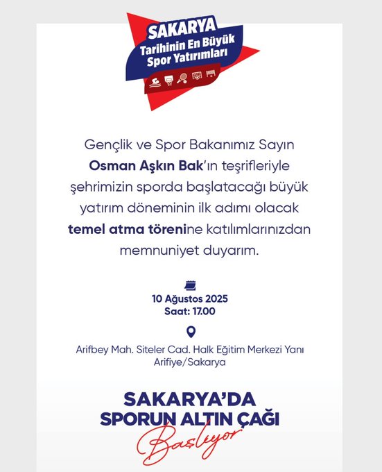 Sakarya Spor Yatırımlarında Yeni Bir Dönem