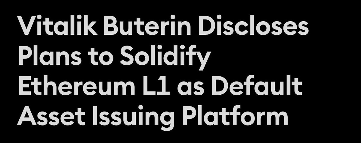 #VitalikButerin Discloses Plans to Solidify #Ethereum L1 as Default Asset Issuing Platform. 

<a href="/VitalikButerin/">vitalik.eth</a> Will it work? 🤷🤞🏼 

$ETH #CryptoNews #proofofstake