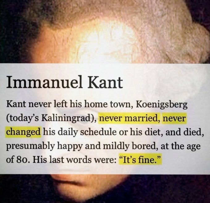 #Immanuel #kant great #german #philosopher lived a #happy life. #mildly #bored is better than being harassed by #legal #terrorists. #498A