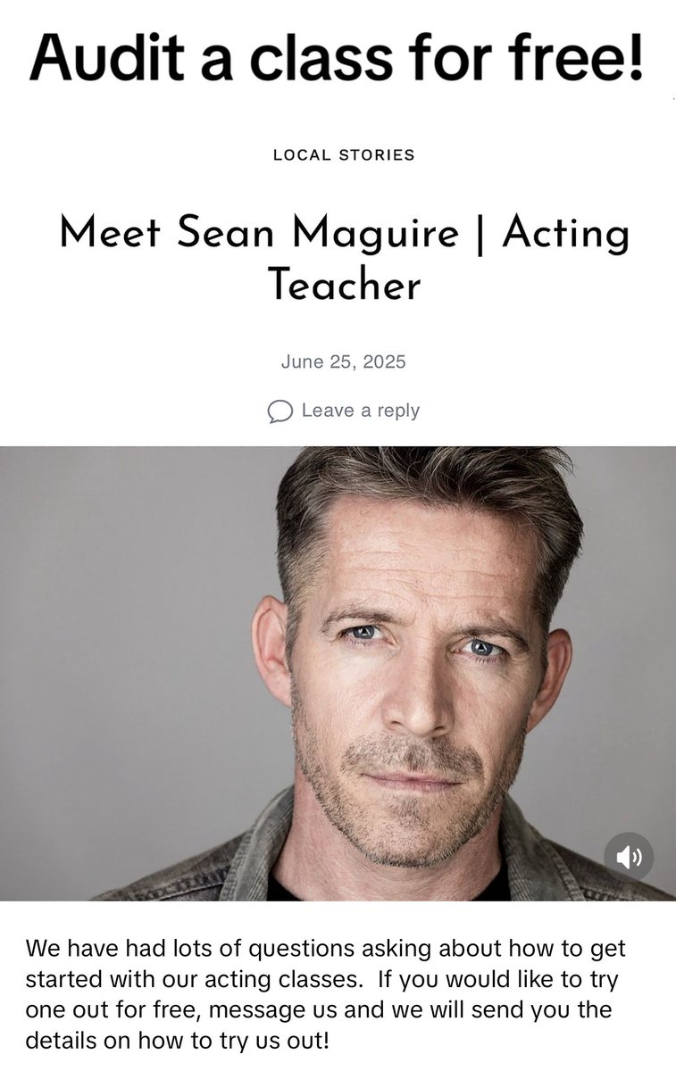 We have had lots of inquiries about how to get started with our classes. To audit  a class for free and see if this is a journey you would like to go on with us, send us a message here and we will get you started!

#acting #actingclass #actingcommnity #seanmaguire