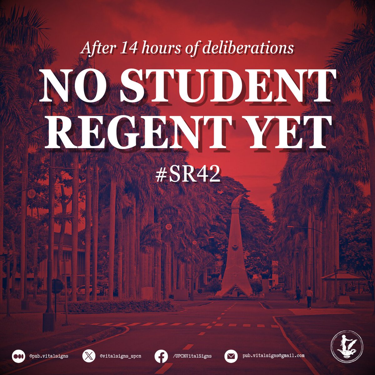After 14 hours of deliberations, no Student Regent has been selected yet.

#GASC59
#SR42