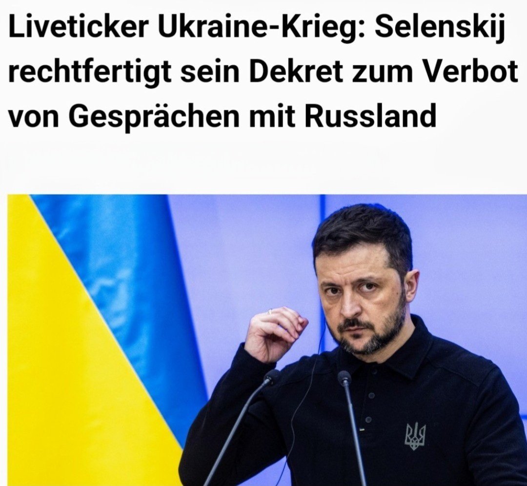ERINNERUNG 

an das Anfang Oktober 2022 von SELENSKY erlassene und im Januar 2025 von ihm bestätigte Gesetz/Dekret über das Verbot von Verhandlungen mit PUTIN.

WER WILL KEINEN FRIEDEN❓️