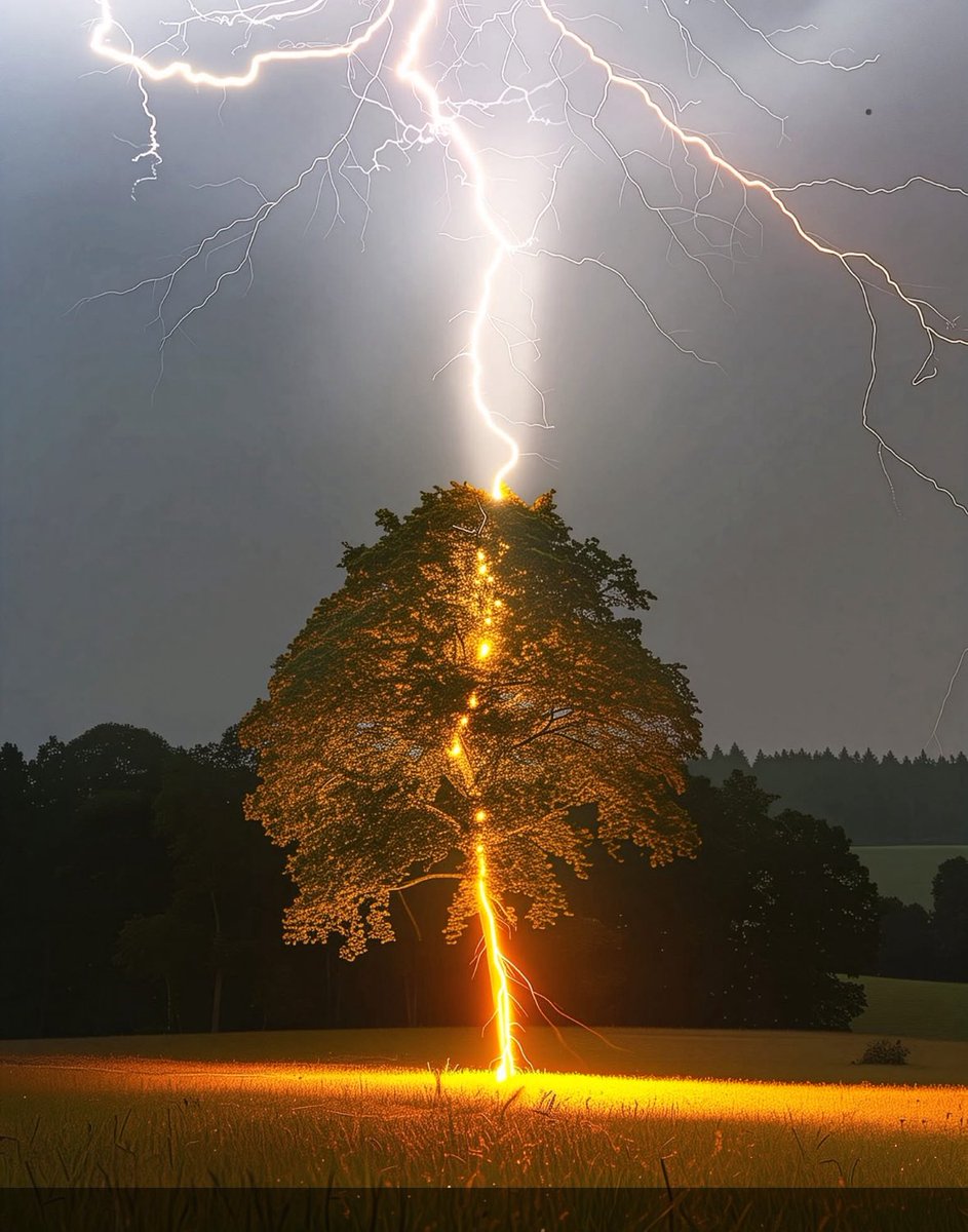 A one-in-a-million moment captured by Donnie Dania, West Virginia. 😳⚡️ #lightning #shock #sky #storm #virginia #caughtoncamera #viral