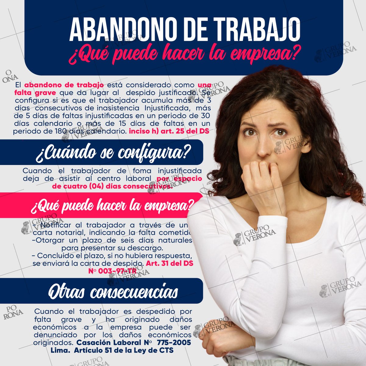 GrupoVerona's tweet image. ❌¿#Procede el #Despido por #abandonolaboral? El #abandono de #trabajo en #Perú es #considerado como una #faltagrave✅ Si el despido no sigue un #proceso #correcto, los #trabajadores tienen #derecho de #acudir a #Sunafil #GrupoVerona #Tributario #JoseVerona #SUNAT #Empresas