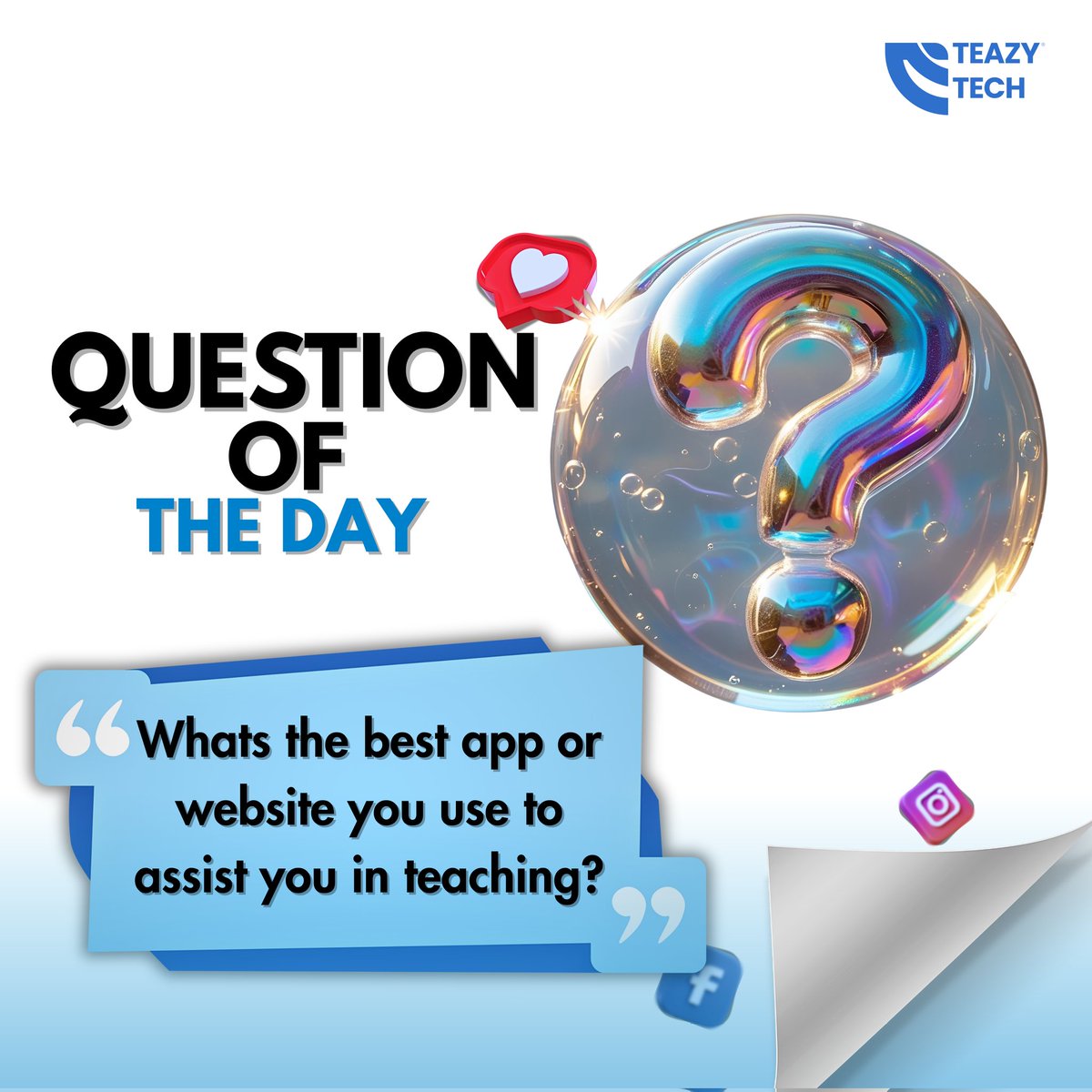 Teazy_Tech's tweet photo. Here's our question for the day🚀😌
Let us know your answer in the comments 😊

#edtech #question #saturdayvibes https://t.co/XaAUBdrt7V