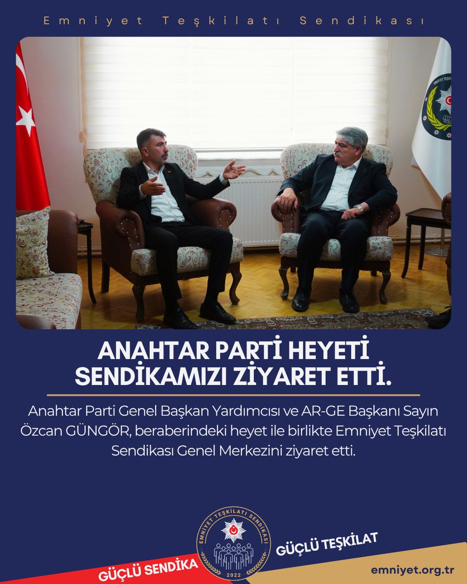 Emniyet Teşkilatı Sendikası (@emniyetts) on Twitter photo Anahtar Parti Genel Başkan Yardımcısı ve Ar-Ge Başkanı Sayın Özcan GÜNGÖR <a href="/OzcanGngr/">Özcan Güngör</a> ve beraberindeki heyet tarafından sendika genel merkezimiz ziyaret edildi.
Anahtar Parti Ar-Ge Başkanlığı tarafından hazırlanan "Emniyet Teşkilatında Artan İntihar Vakaları: Kurumsal Dinamikler Anahtar Parti Genel Başkan Yardımcısı ve Ar-Ge Başkanı Sayın Özcan GÜNGÖR <a href="/OzcanGngr/">Özcan Güngör</a> ve beraberindeki heyet tarafından sendika genel merkezimiz ziyaret edildi.
Anahtar Parti Ar-Ge Başkanlığı tarafından hazırlanan "Emniyet Teşkilatında Artan İntihar Vakaları: Kurumsal Dinamikler
