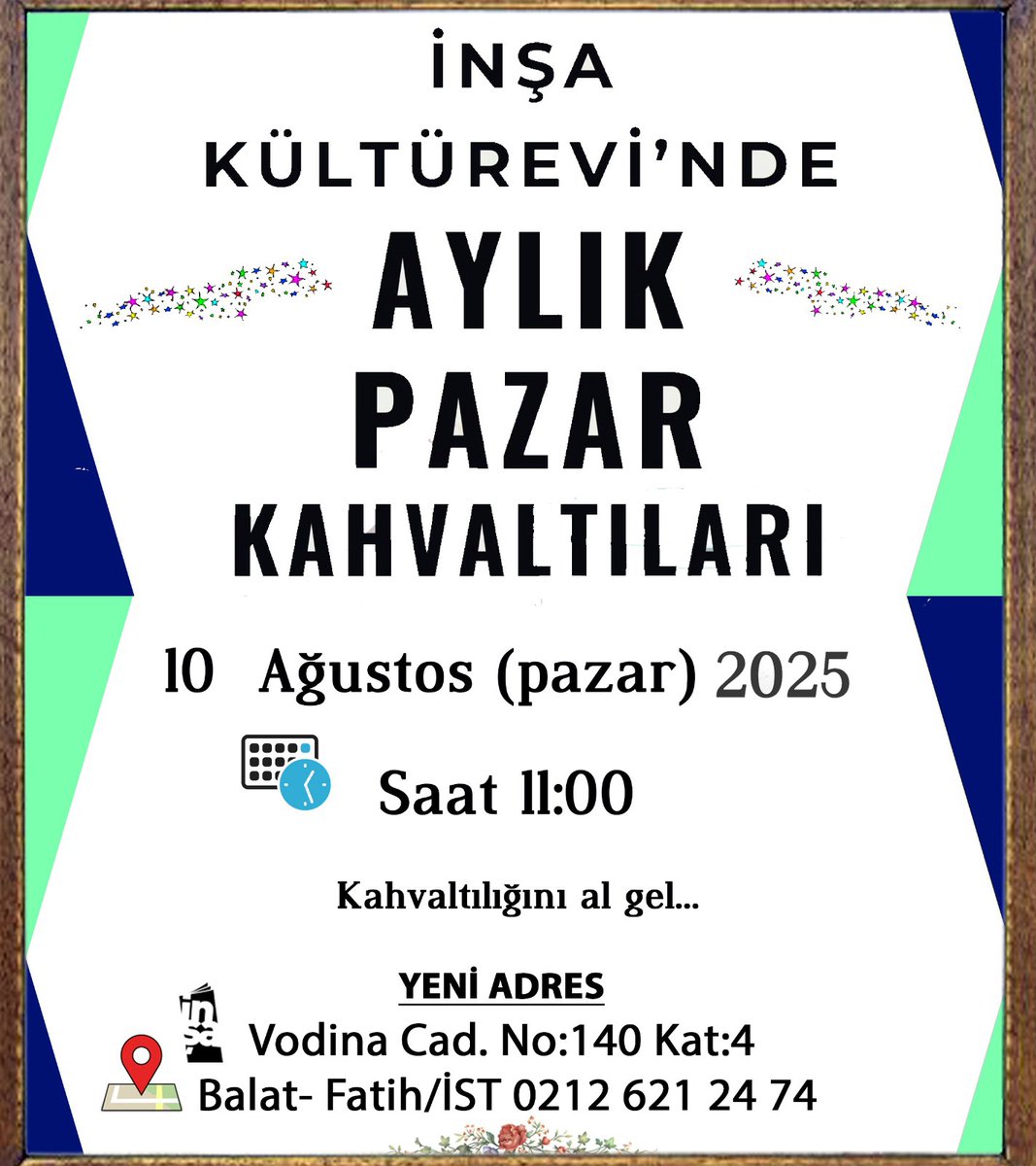 Yarın İnşa Kültürevi'ndeyiz. Kahvaltı ve sohbet için bekleriz.