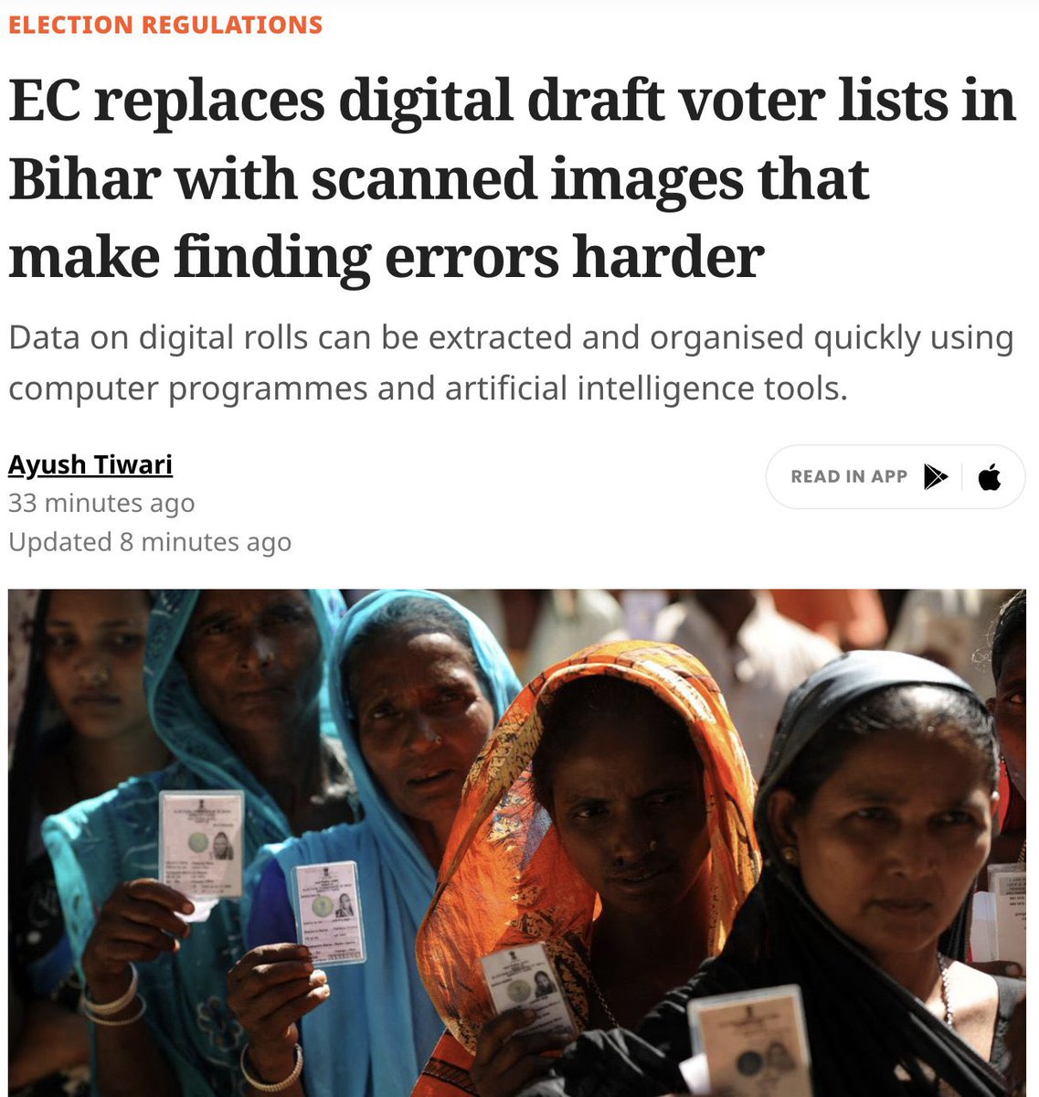 shfique13's tweet photo. To the public – A simple statement in defence of democracy

Dear countrymen,

Today, a question is before all of us—is our vote really in our hands, or has it been written somewhere else? Recently, Rahul Gandhi presented the antics of the Election Commission in the court of the people. These were not baseless allegations, but facts presented with documents, figures and ground realities.

But unfortunately, the facts on which action and investigation should have been taken, were dismissed by the Election Commission by just citing a tweet or ‘source’ and calling them “mislead”. The question is—is this the way the questions of the public are answered in a democracy?

The responsibility of the Election Commission is not just to conduct elections, but to maintain the trust of every citizen. If the leader of the country, whether in power or in the opposition, makes allegations with solid evidence, then it is the duty of the Commission to give a clear and public answer on every point.

Just issuing a statement or giving paper clarification is playing with the soul of democracy.

 ⚠️ Remember—this country runs on democracy, not the convenience of an office. The public is the real owner, and the Election Commission is the servant of the public, not the owner.

If the Commission runs away from transparency, the wall of distrust will keep growing. And one day this wall will become so high that no voice of truth will come out from within it.

Therefore, we demand on behalf of the public:

1. Every fact presented by Rahul Gandhi should be answered point by point on an open platform.

2. All voter lists and related data should be made public, so that every citizen can verify it himself.

3. The allegations should be investigated by an independent and impartial panel, which should not only have government officials, but also civil society and technical experts.

In a democracy, asking questions is not a crime. Running away from questions is a crime.

Your voice, your right, your responsibility
#VoteChori @ECISVEEP