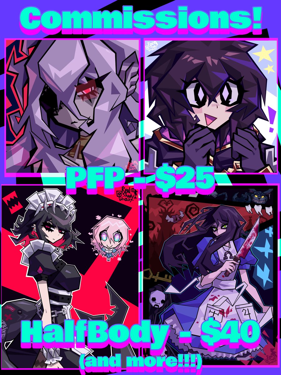 I’m opening up some slots! 3 Half-Body and 2 PFP/Icon, Kofi link below for more details!! ⬇️(Here are some examples, but you can look at my account for more!)