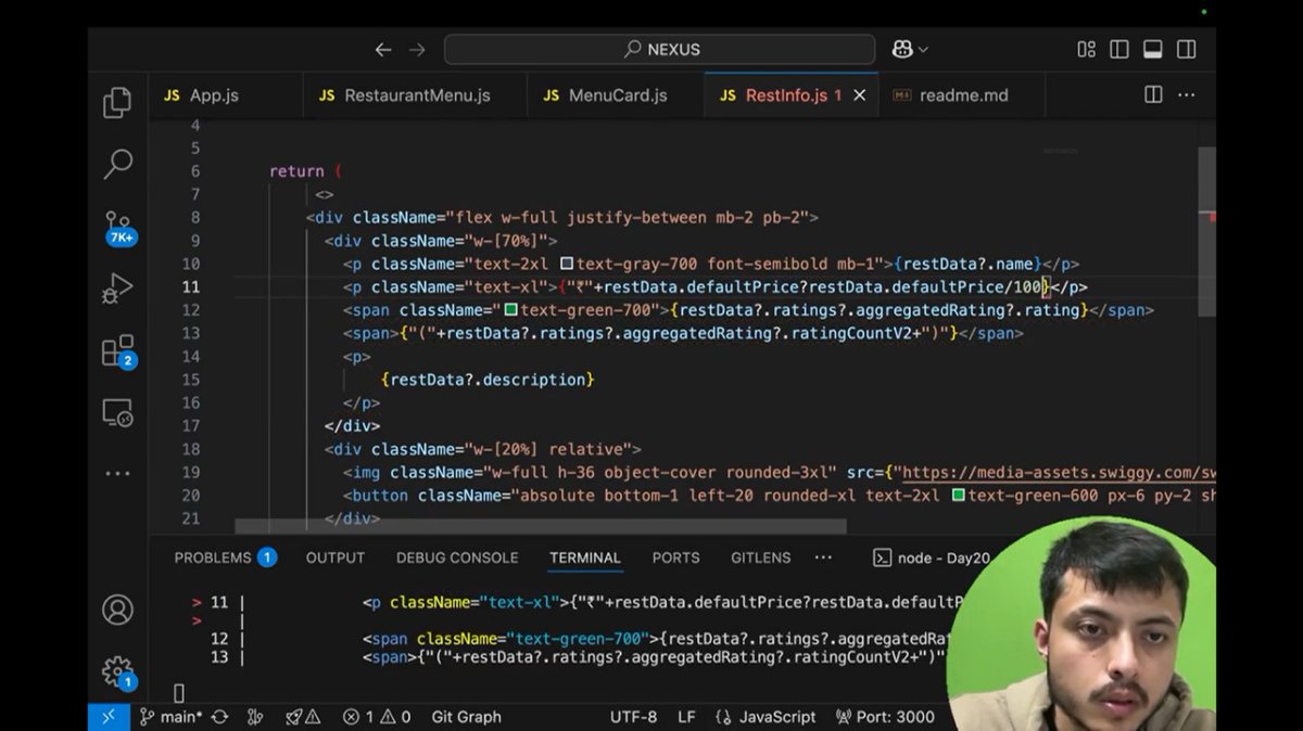 Samir_kumar19's tweet image. Day 18 of #30DaysCodeChallenge
1️⃣ Added features: Veg/Non-Veg filter & food search in Swiggy clone
2️⃣ Attended part of the last lecture, couldn’t complete it
⚡ Productivity: Low
#ReactJS #WebDev #100DaysOfCode #CodingJourney #buildinpublic