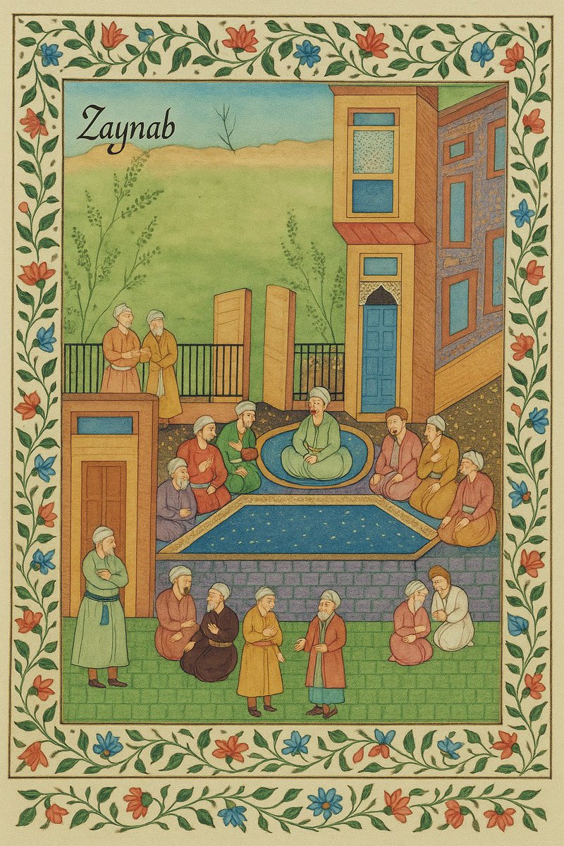 In the moonlit courtyard,
poets let their words fall like petals
into the fountain’s heart

Each voice a candle,
each verse a bridge,
and silence, the tenderest rhyme

~Zaynab

A few years ago, I painted this
imagined gathering of poets, inspired
by the Persian Mushaira tradition